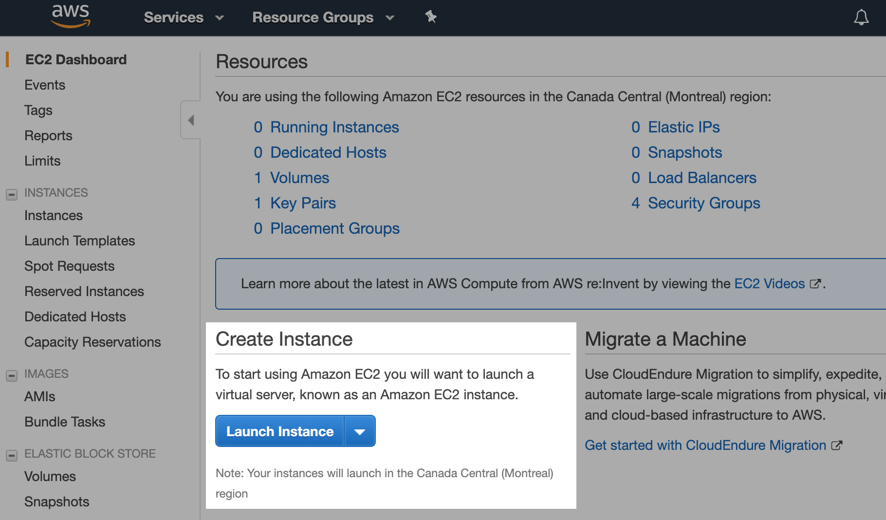 Launching a new EC2 instance.
